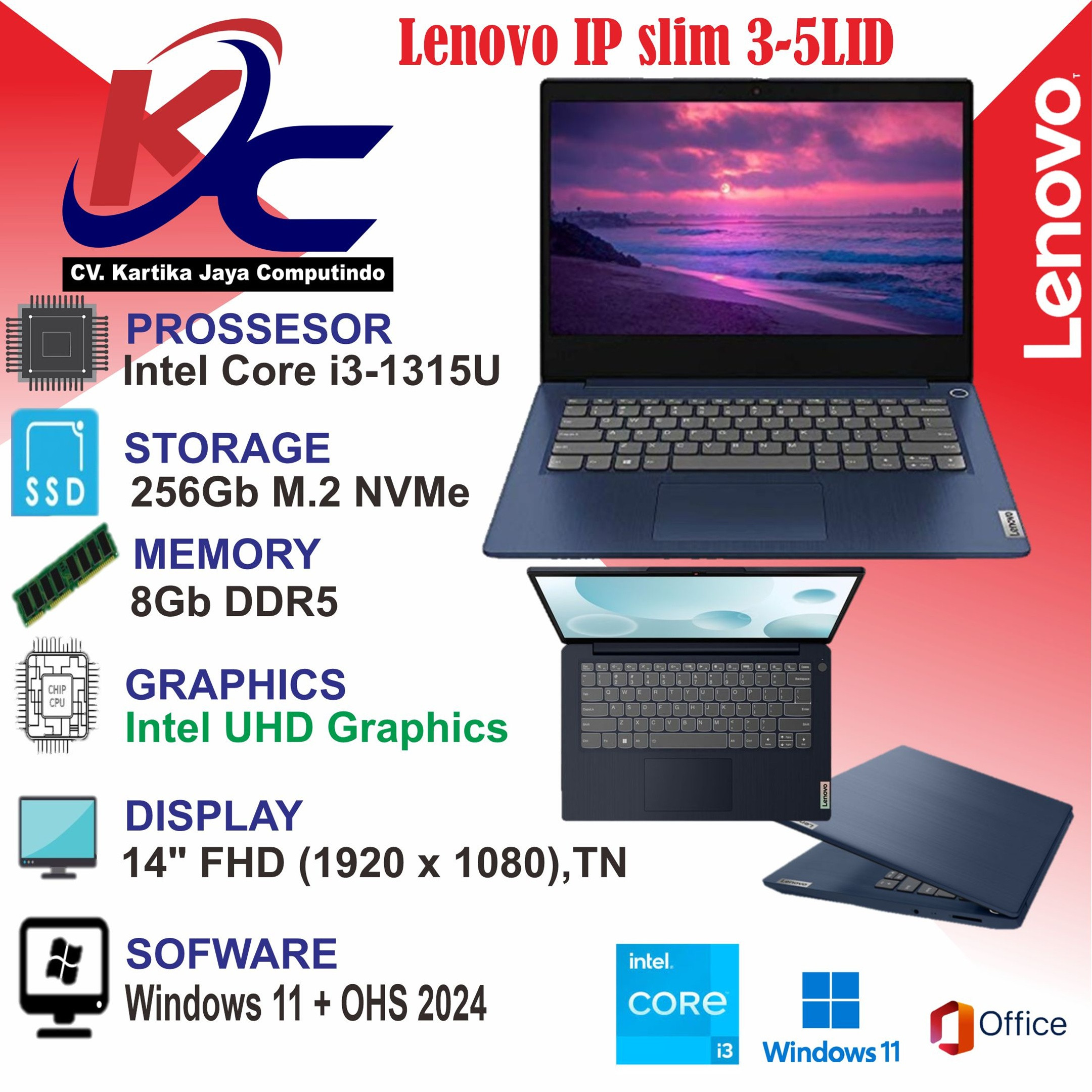 LENOVO IP 3 - 5LID  I3-1315U/ 8GB/ SSD256/ W11 OHS BLUE